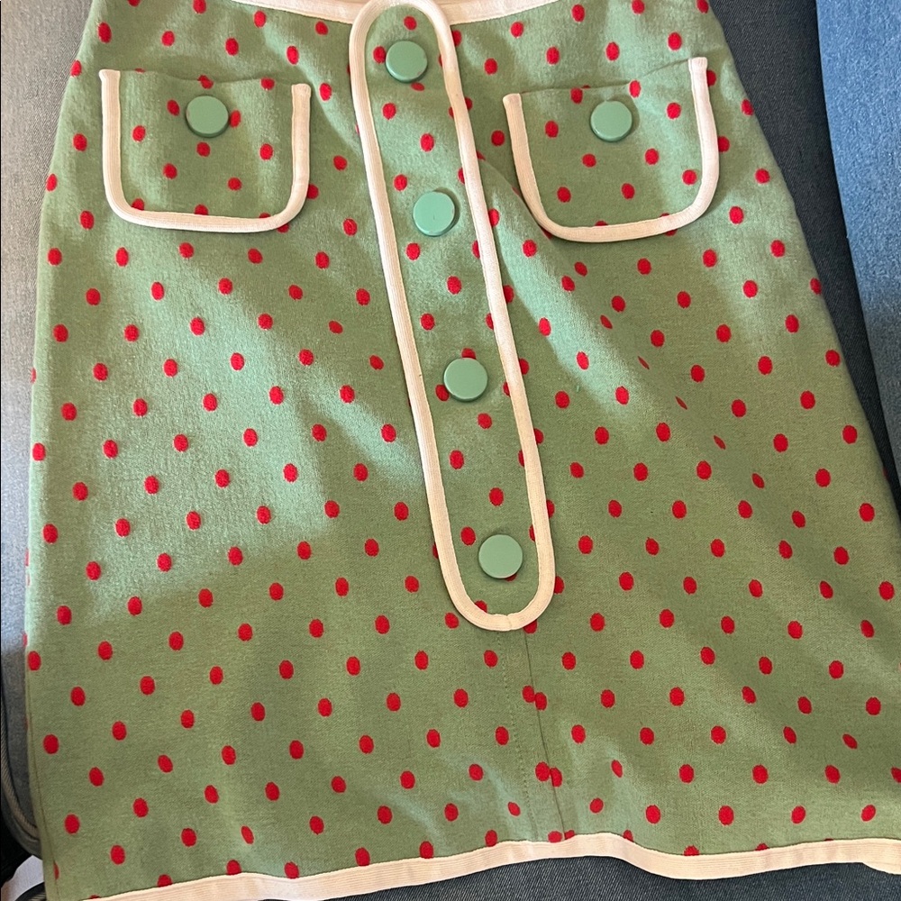 Missoni Green and Red Polka Dot A-Line Skirt